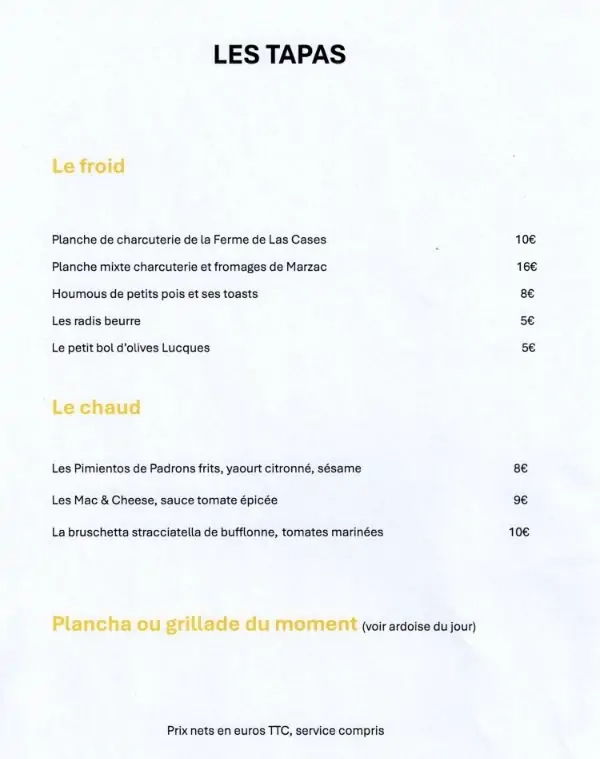 Carte de Tapas